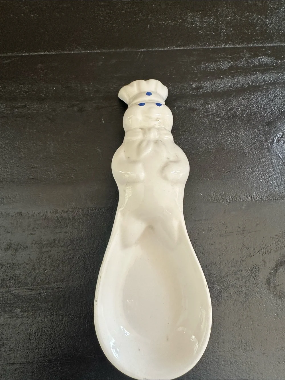 White Ceramic Spoon Rest featuring the Pillsberry Doughboy.